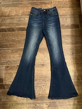 KanCan Mid/Dark Blue High-Rise Flare Jeans